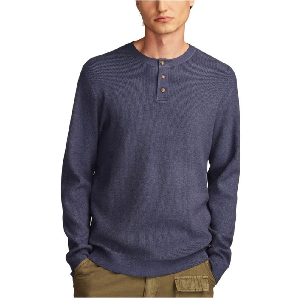 Lucky Brand Mens Shaker Ribbed Henley Sweater, NWT
